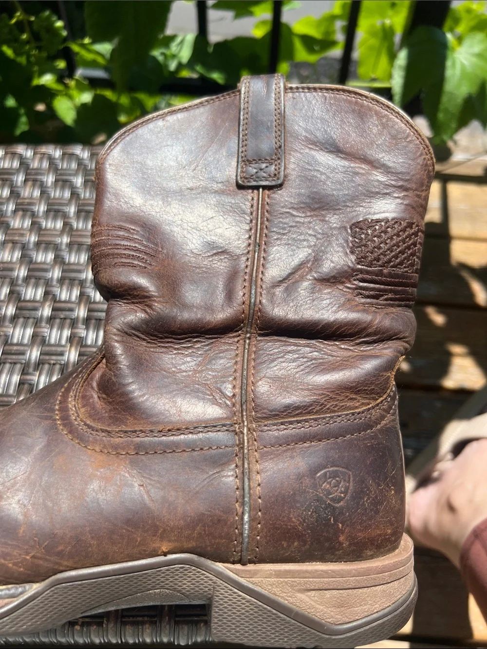 Ariat Brown Leather Cowboy Ankle Boots